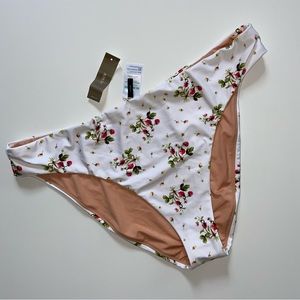 J Crew Cheeky Bikini Bottom In Strawberry 🍓 Floral New Size XXL High Cut